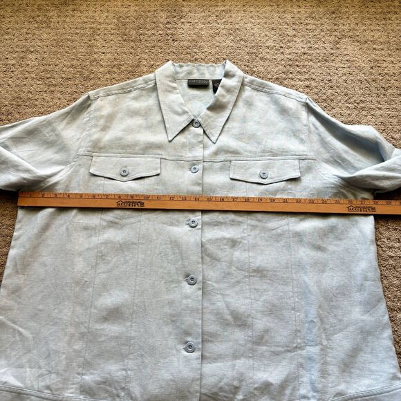 Relativity Woman 100% Linen Long Sleeve Button Down Shirt Women's 3X Light Blue - Picture 6 of 7